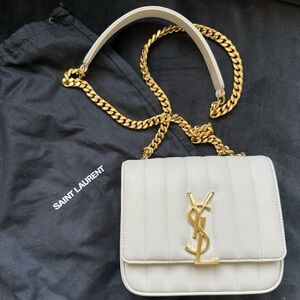 Saint Laurent Small Vicky Bag - White/ Beige